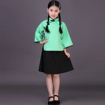 Çocuklar için yeni Çocuk Çince Geleneksel Kostüm Bluz + Etek Çin Okul Üniforması Kız Hanfu Kostüm Ming Elbise 89