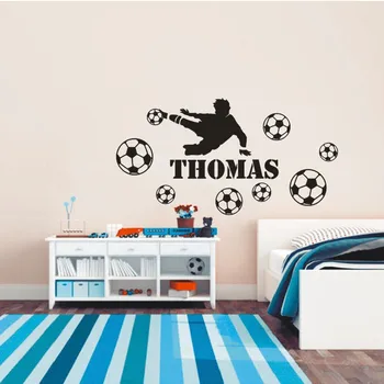 Çocuklar İçin Sıcak Satış Futbolcu Kişiselleştirilmiş Çocuklar Adı Yatak Odası Duvar Dekor Vinil Sanat Duvar Kağıdı Çocuk Odası Dekorasyon Duvar Y-332