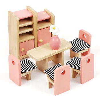 Çocuklar sofra Aile oyun çocuklar için en iyi hediye Paketi oyuncak oyuncak ahşap mutfak kız DİY küçük mobilyalar rol