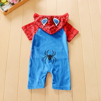 Örümcek Adam kostüm erkek bebek Tulum romper Cadılar Bayramı kostümü kış elbise bebek elbise uzun kollu bodysuite antumn kapşonlu