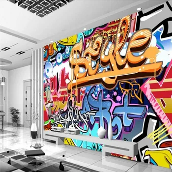 Özel 3d duvar, 3D Avrupa tarzı grafiti duvar kağıdı mural music hall dans stüdyosu retro kişilik duvar kağıdı