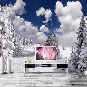 Özel Fotoğraf duvar Kağıdı Kış Kar Manzara Orman Duvar Duvar Duvar Dekorasyonu Oturma Odası Kanepe TV duvar Kağıdı Mural De İçlerinden 3D