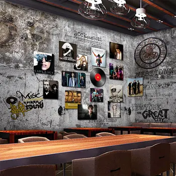 Özel fotoğraf kağıdı Retro 3D duvar kağıdı kahve evi KTV bar hotel restaurant music hall güveç duvar kağıdı duvar