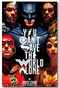 Özel Tuval Duvar Dekorasyonu Aquaman Superman Poster Justice League Duvar Çıkartmaları Kadın Flash Cyborg Batman Duvar Kağıdı #0042 Merak Ediyorum#