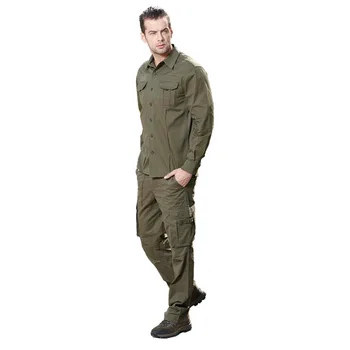 Özgür Ordu Marka Bahar Pamuk Erkekler Rahat Pantolon Ordu Yeşil Askeri İş Pantolon Tam Uzunlukta Pantolon Erkek Pantolon MK 757 Cepler