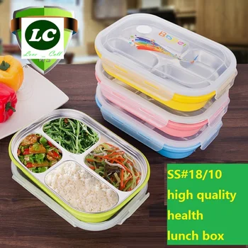 öğle yemeği kutusu #304 paslanmaz çelik yalıtım kutuları çocuk anti sıcak fast food Tepsi 4 ızgaralar