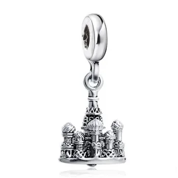 Ücretsiz Kargo 1 ADET Gümüş Kale Kaplama Kolye Boncuk Avrupa Charms Pandora Bilezik & Bilezik Takı Bulguları Yapma Uygun