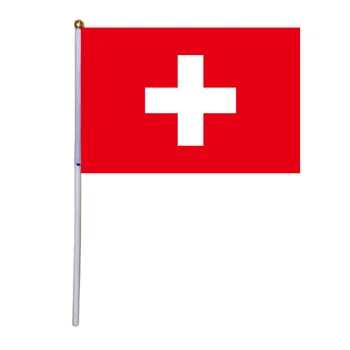 ücretsiz kargo 100pcs xvggdg 14 * 21cm İsviçre El Sallayarak Ulusal Bayrak İsviçre el bayrak