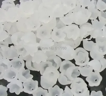 Ücretsiz kargo-300PCs Beyaz Çiçek 10x9mm D0153 Akrilik Boncuk Kapaklar Bulgular Buzlu
