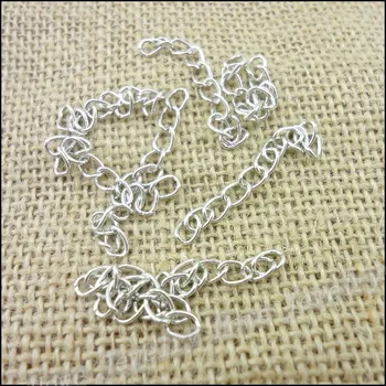 ücretsiz kargo!!! 380pcs/sürü Takı Zincirleri Kolye Mücevher/Demir Parlak Gümüş Zincir diy İçin Genişletilmiş zincir Uzatıcı