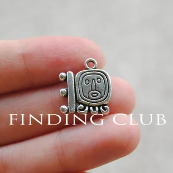 Ücretsiz Kargo! 50 adet Antika Gümüş Maya glyph Charm Kolye DİY Metal Bilezik Kolye Takı Bulguları A355