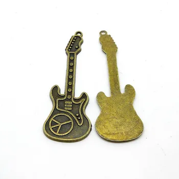 Ücretsiz kargo barış sembolü müzik erkek cazibesi kolye 2 adet 69*28 mm antika Gümüş Bronz fit bilezik kolye metal takı gitar