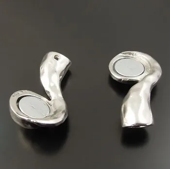 Ücretsiz Kargo Gümüş Deri Kordon 6.0 mm Süper Güçlü Manyetik Toka kaplama