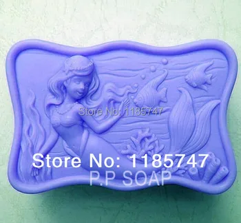 Ücretsiz kargo güzel el yapımı silikon sabun kalıbı,Sıcak Satış sabun silikon kalıp Denizkızı