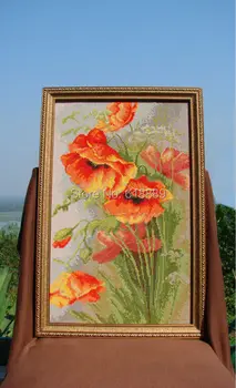 Ücretsiz Kargo !!Poppy 11CT 14CT toptan çiçek Çapraz Dikiş Nakış Ev Dekorasyonu İğne için Çapraz Dikiş Kitleri Sayılır