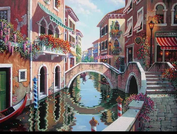 Ücretsiz kargo! Tuval Üzerine Basılmış Venedik'te ev Dekor Sanat Duvar Pejman Rendez vous Yağlıboya Resim Hediye Süslemeleri