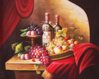 ücretsiz klasik üzüm meyve nakliye natürmort kırmızı şarap yağlıboya tuval sanat dekorasyon resim üzerinde baskı tuval