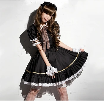 Şangay Hikaye Japon Tatlı kız Elbise Cosplay Kostüm sevimli Lolita Önlük Elbise Kostüm Servis Hizmetçi Set Hizmetçi