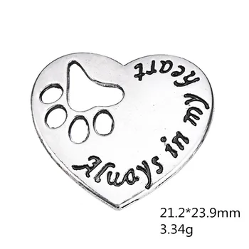 Şekil Köpek Kedi Paw Paw Baskı Kalpler Hep Kalp Aşk Kolye Benim Antika Gümüş Kaplama Takı bir sürü 20pcs DİY Takılar